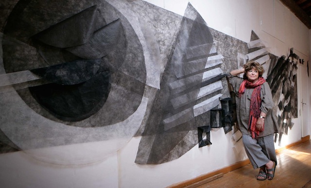 The artist, Jagoda Buic, with her work